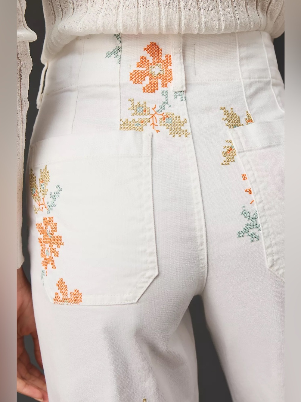 Anthropologie Maeve Denim Colette Embroidered Pants - Size 28 - Picture 4 of 8